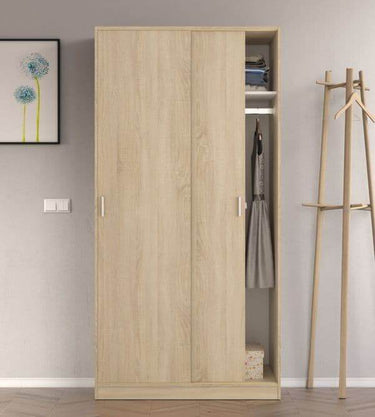 Hansen Canadian Oak Effect Small Narrow Sliding 2 Door Wardrobe - 3211 - UK Luxury Furniture
